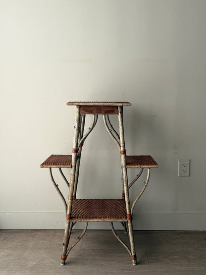 Tiered rattan plant stand