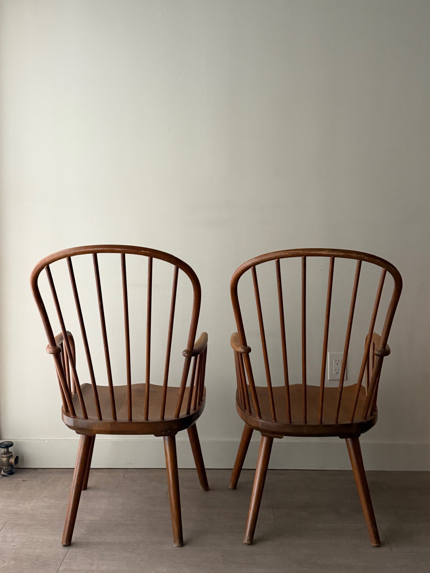 Danish beech windsor chairs. Sold individually.