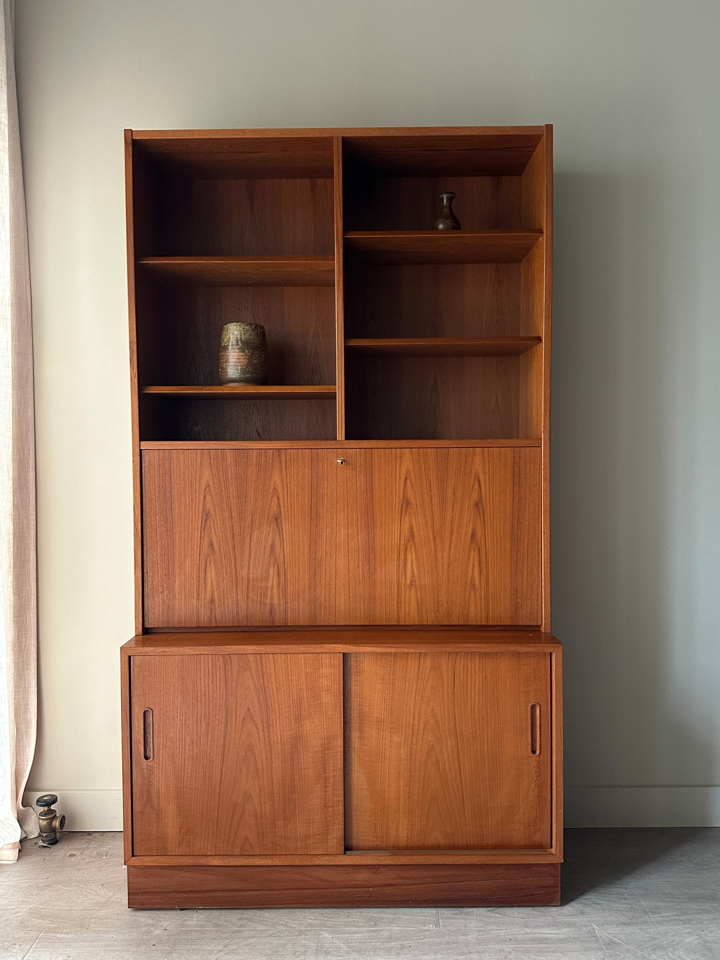 Two piece Danish teak hutch