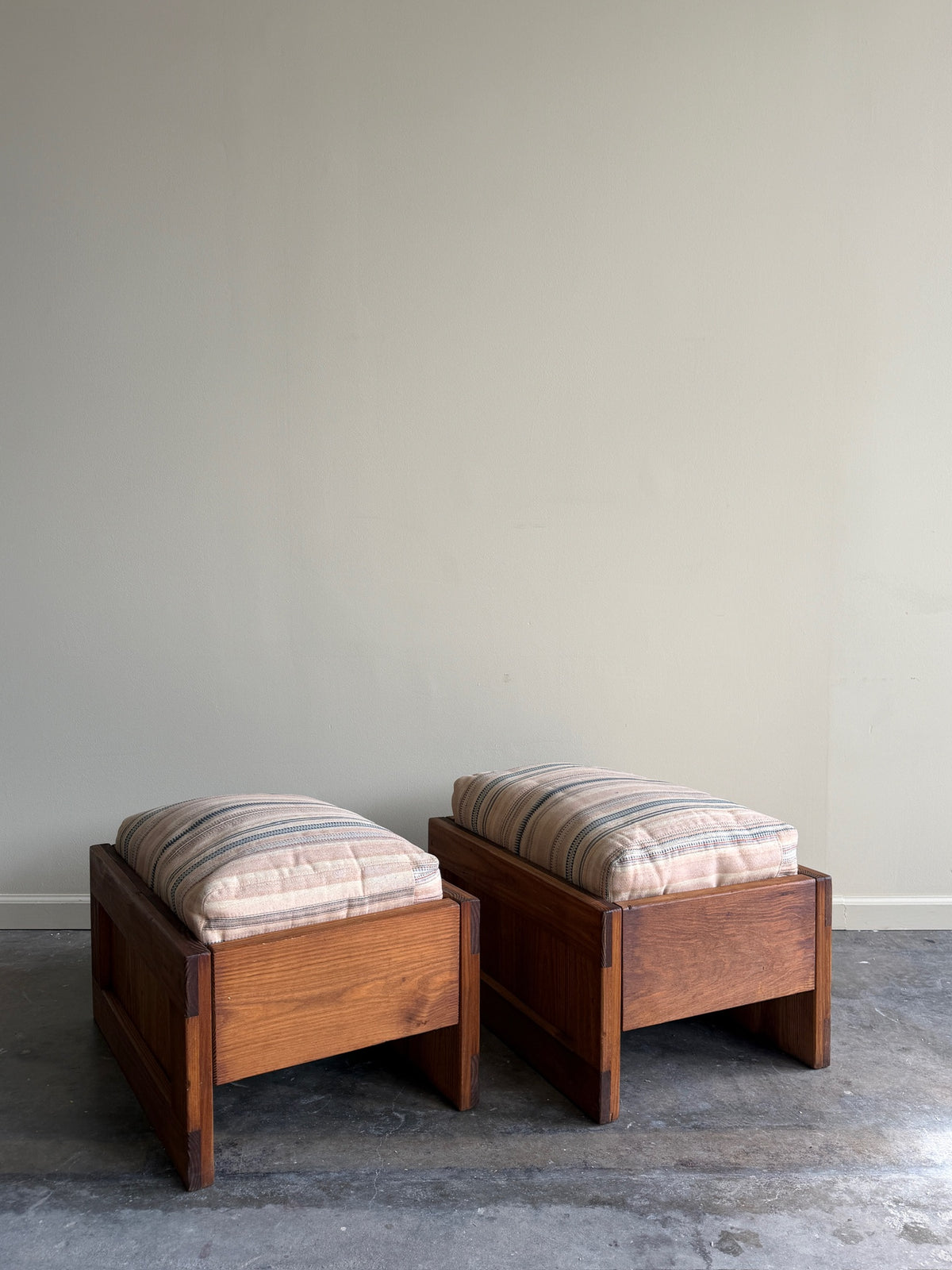 Brutalist pine stools. Sold individually.