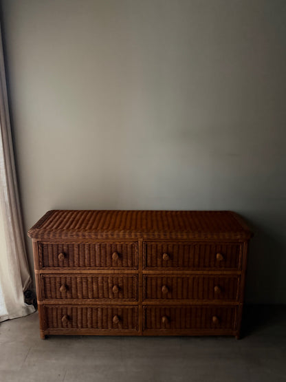 Wicker 6 drawer dresser