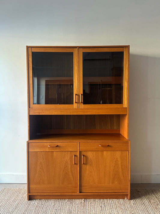 Two piece teak hutch