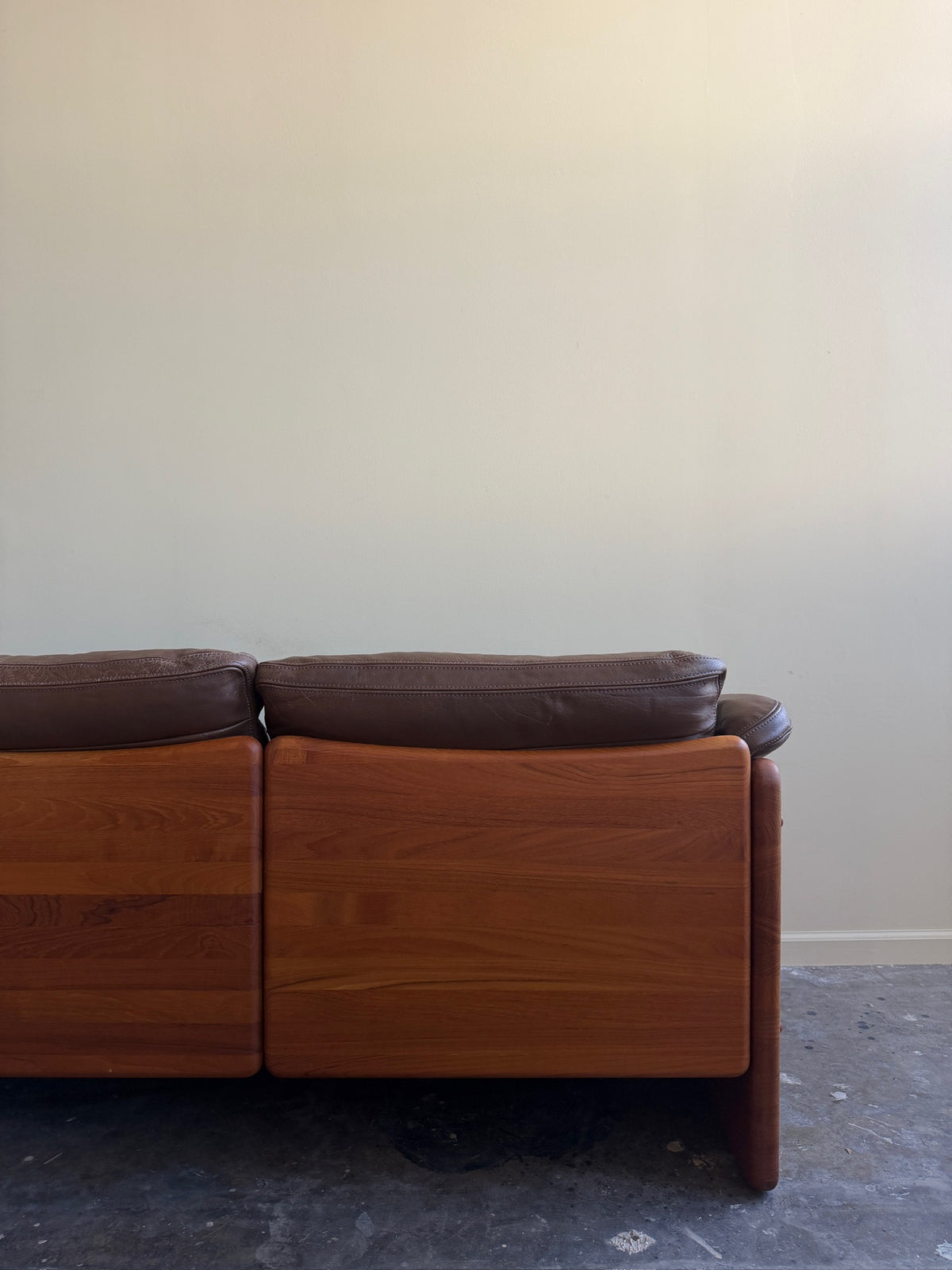 Mikael Laursen Danish teak & brown leather sofa