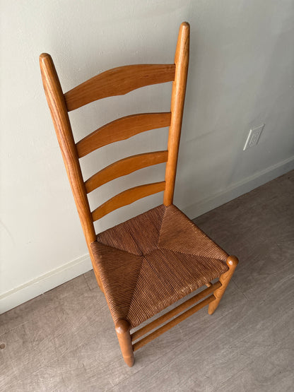 Pine rush seat ladder back chair
