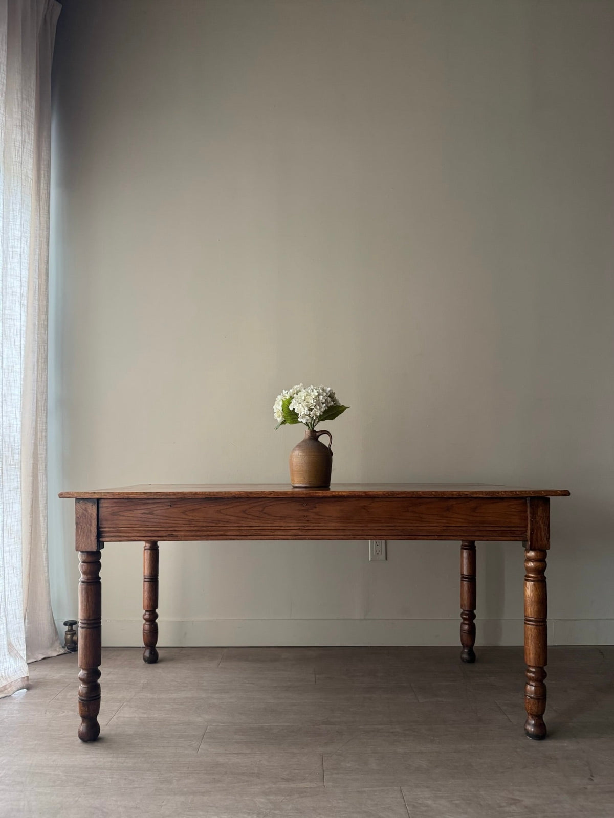 Golden oak dining table