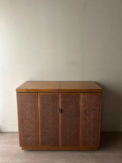 Oak and cane flip top bar