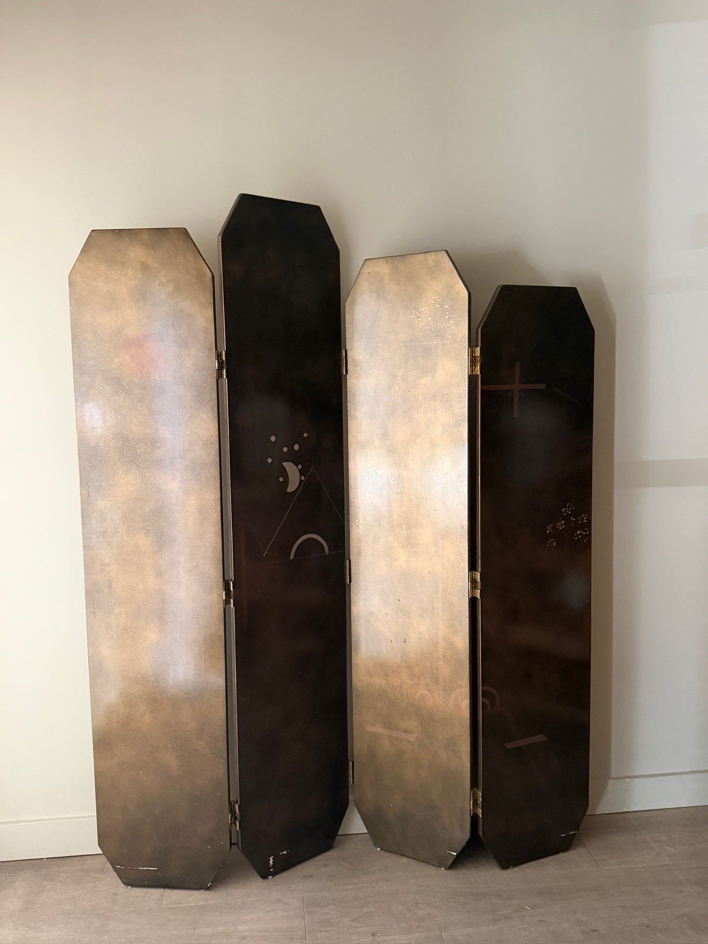 Japanese Byobu lacquered folding screen