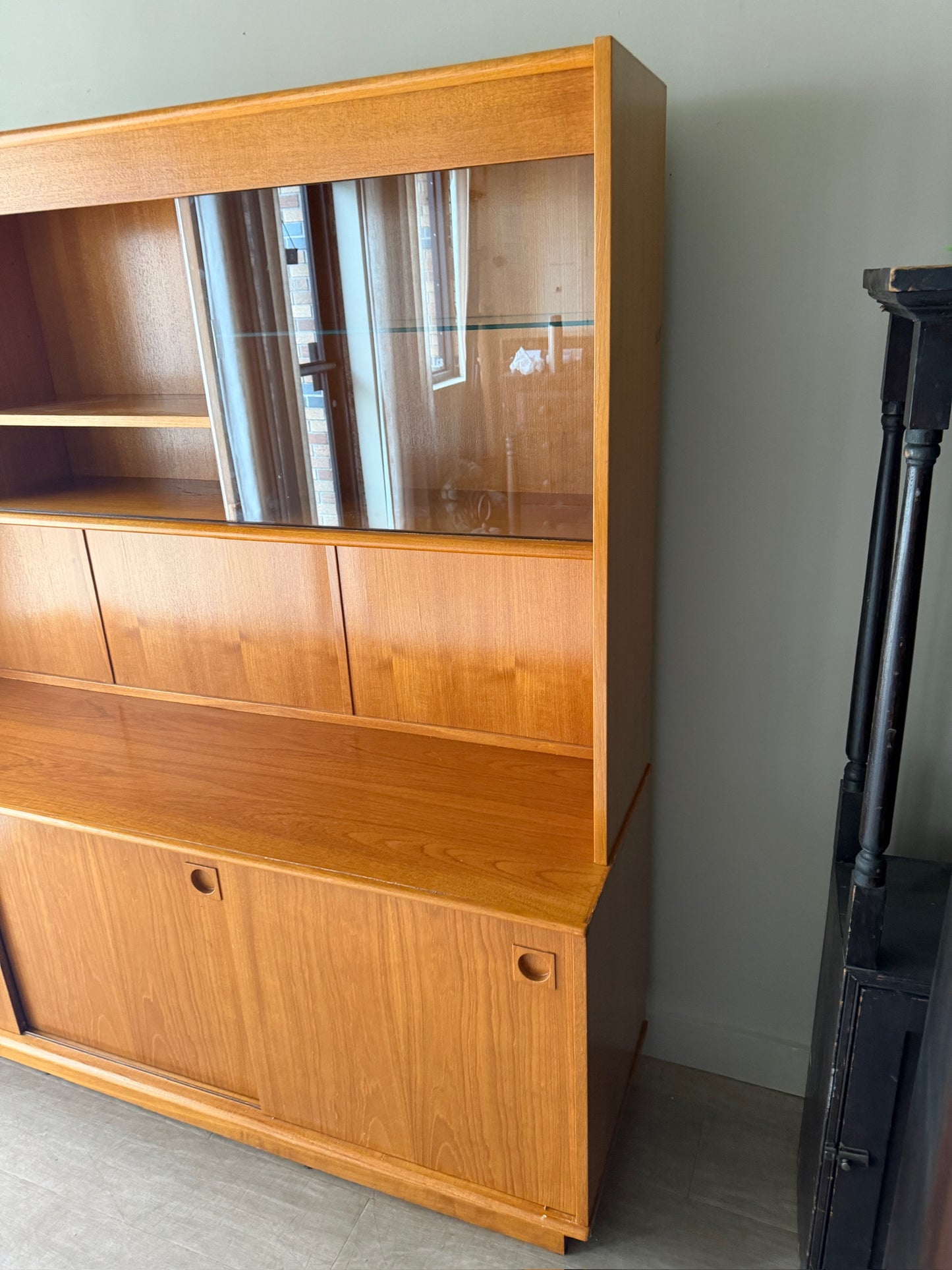 Dyrlund Danish teak three piece display hutch