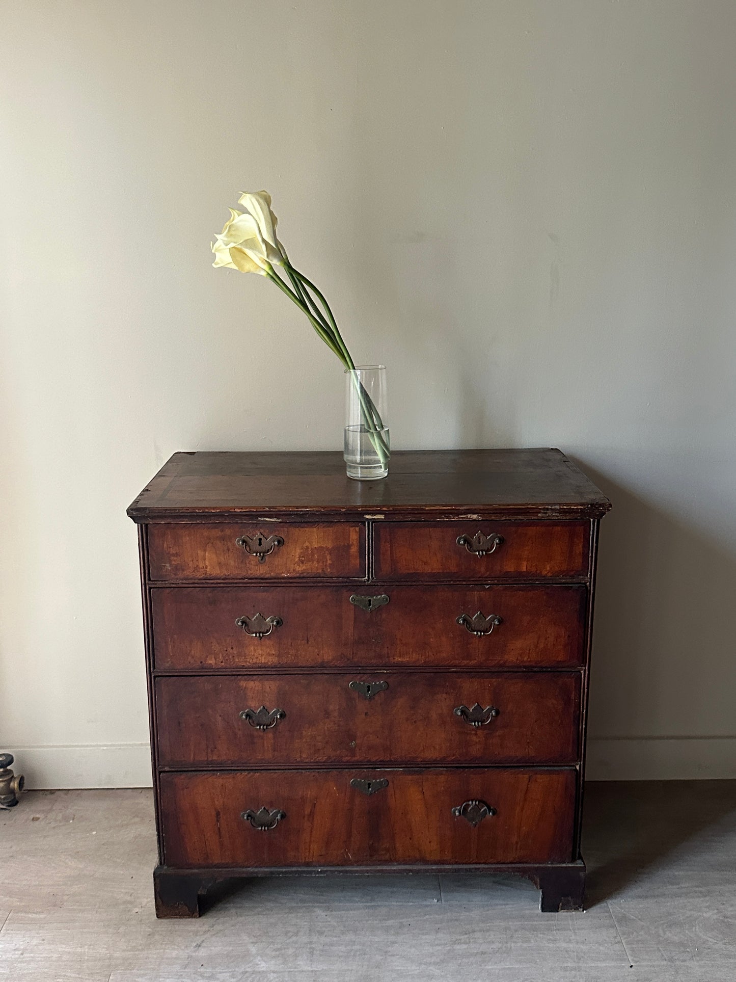 William and Mary cross banded walnut dresser
