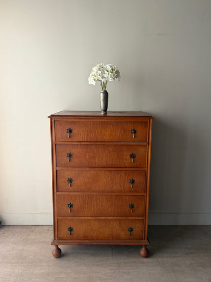 Tiger maple tallboy dresser
