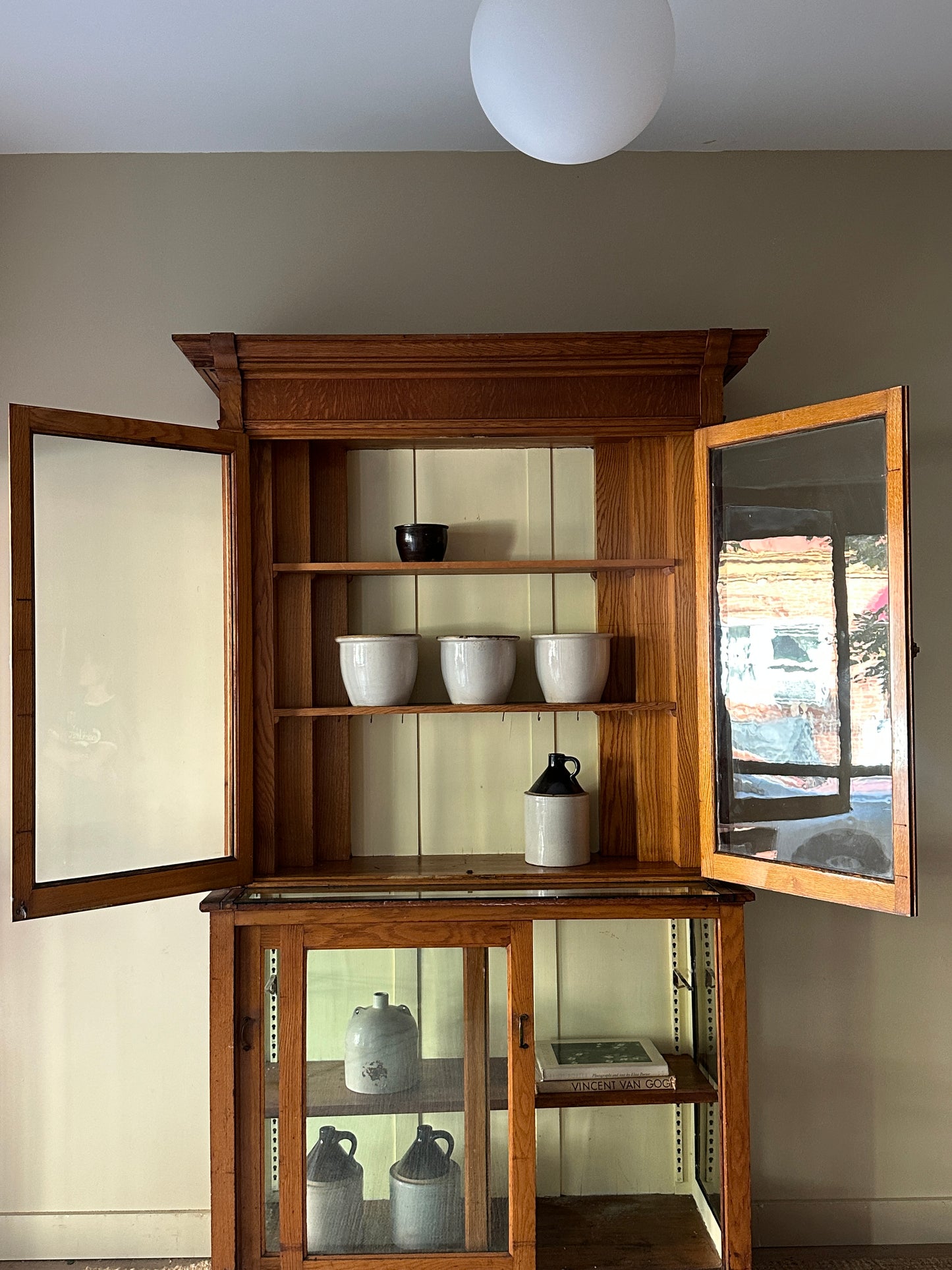 Two piece oak display case