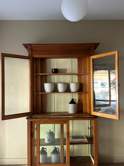 Two piece oak display case