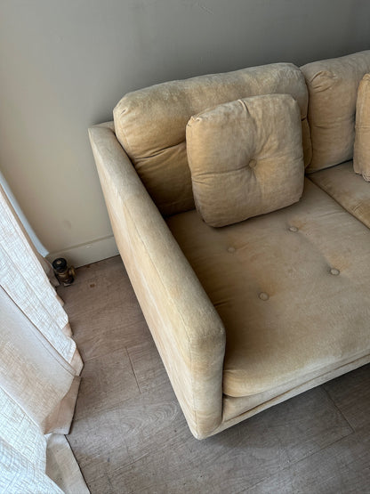 Velvet pale yellow couch