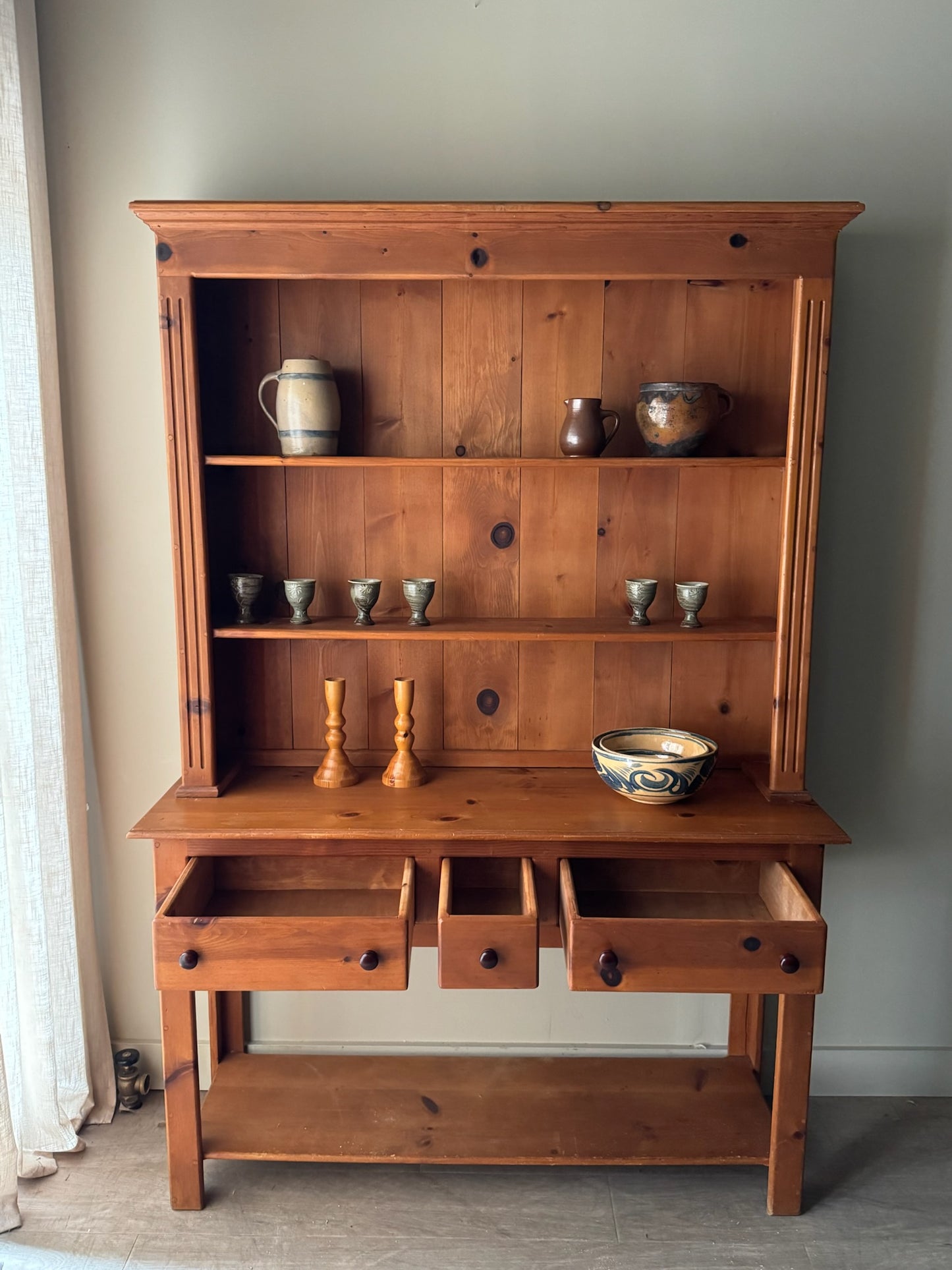 Amish pine two piece Welsh cupboard