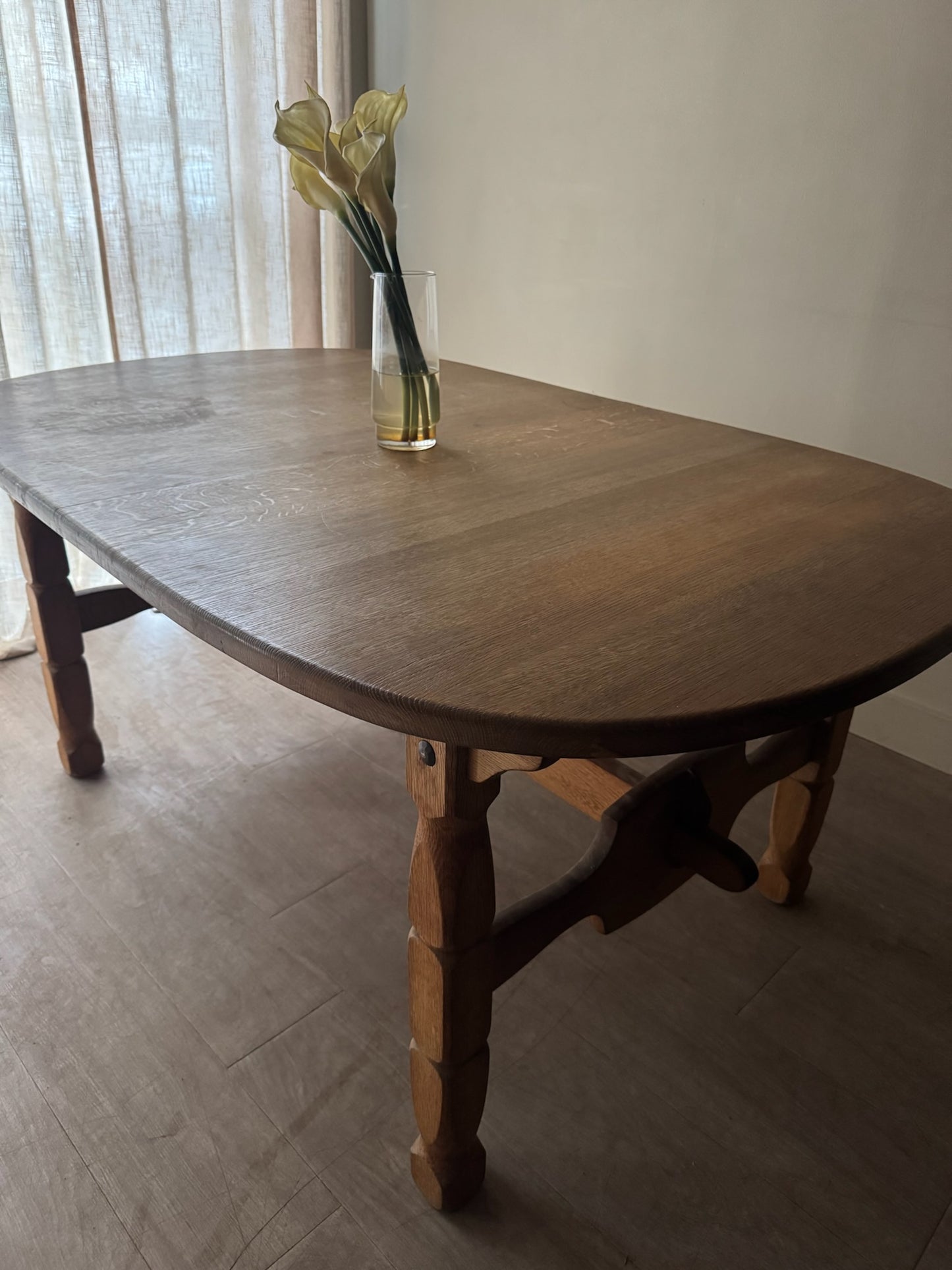 Danish oak dining table with extensions