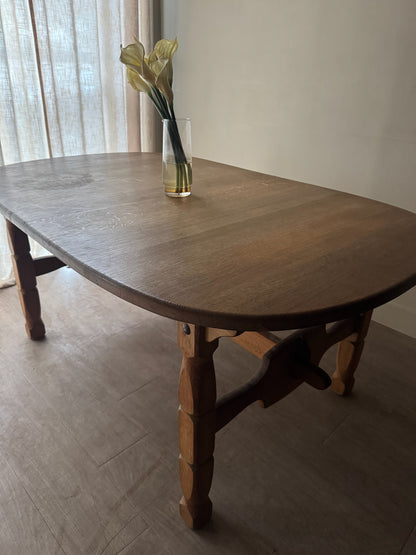 Danish oak dining table with extensions