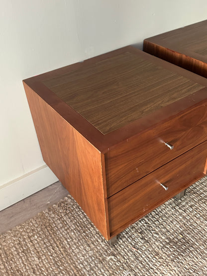 Walnut bedside tables. Sold individually.