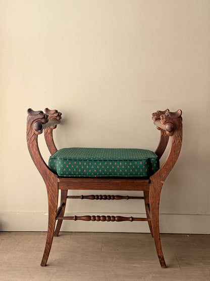 Oak griffin carved vanity stool