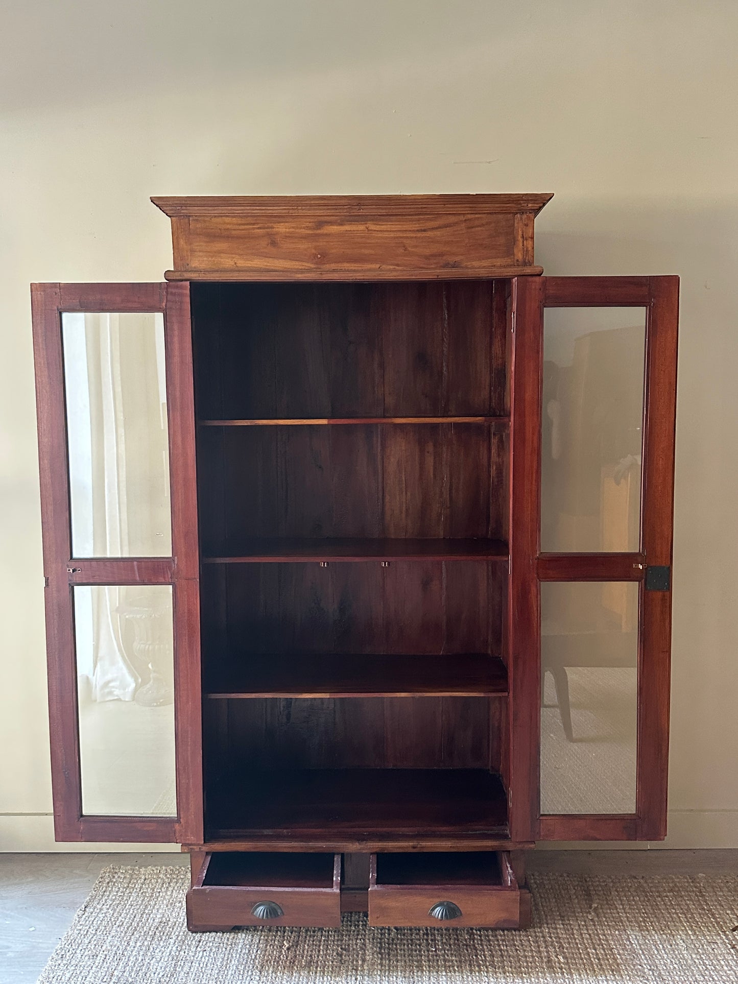 Pine and glass cupboard