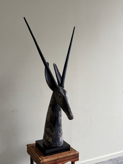 Cast ceramic oryx sculpture by Austin Brod