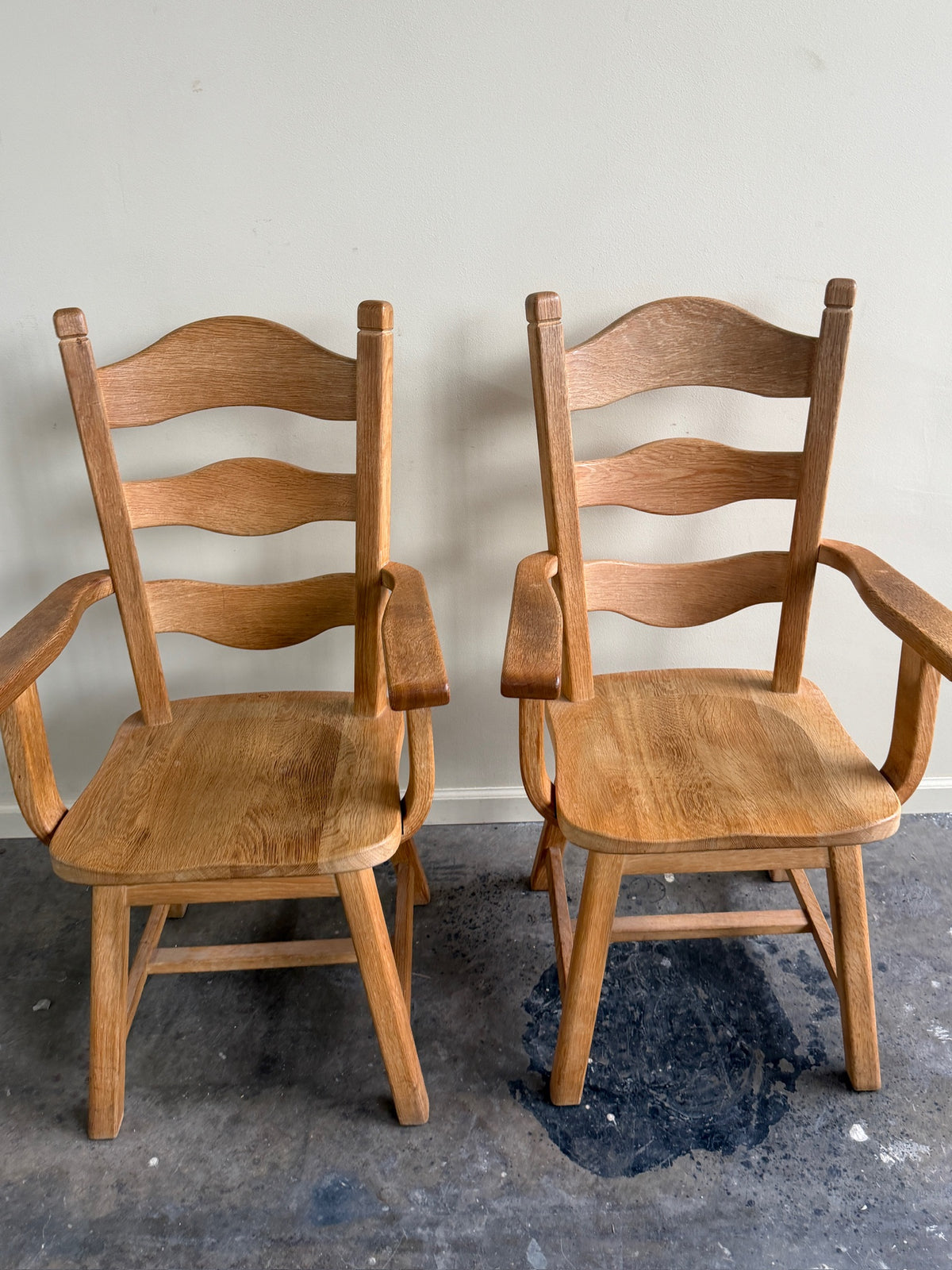 Oak razorblade armchairs. Sold individually.