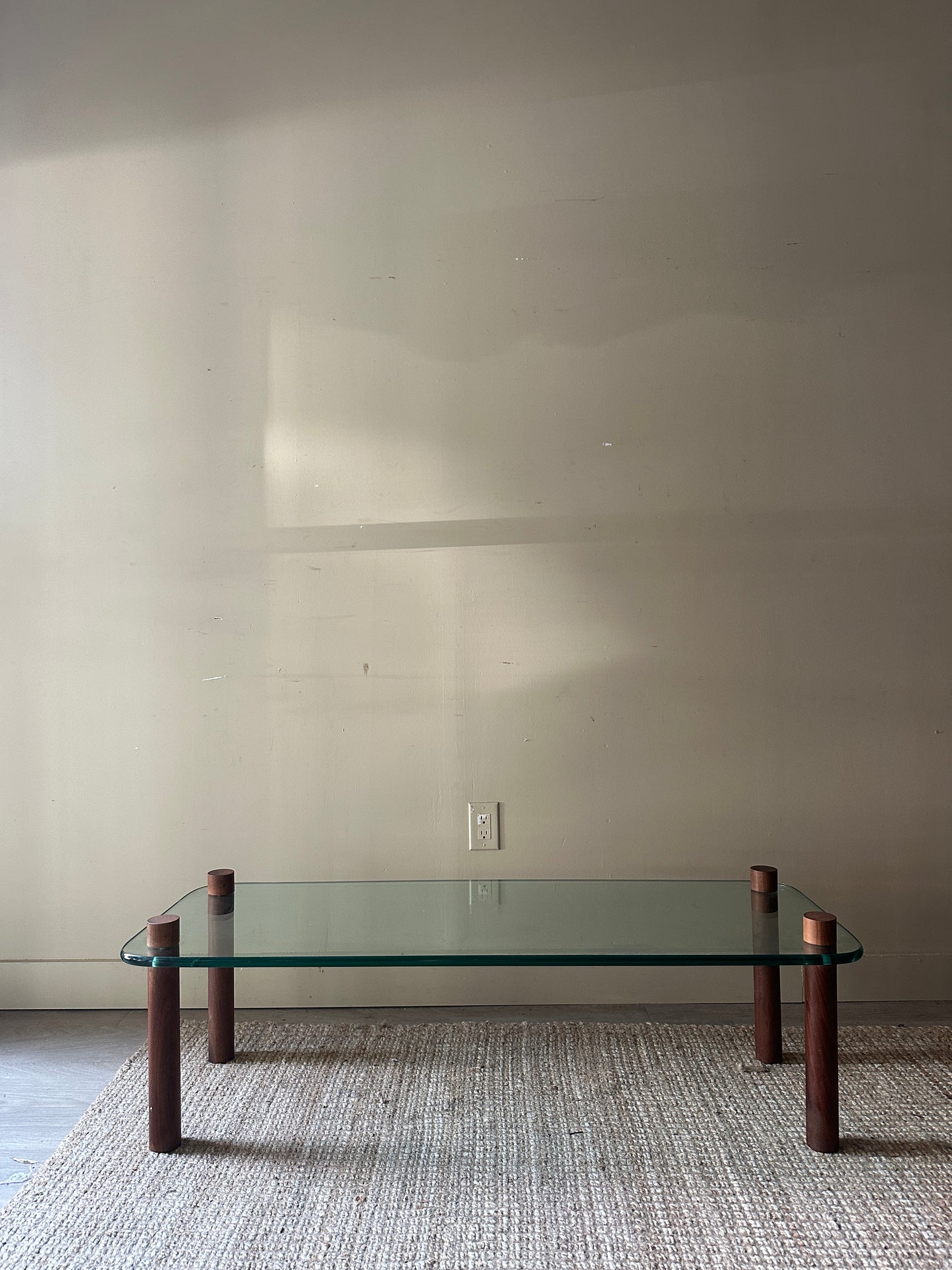 Walnut and glass dining table