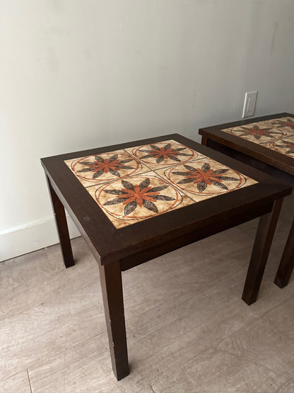 2 Toften Danish rosewood and tile side tables. Sold individually.