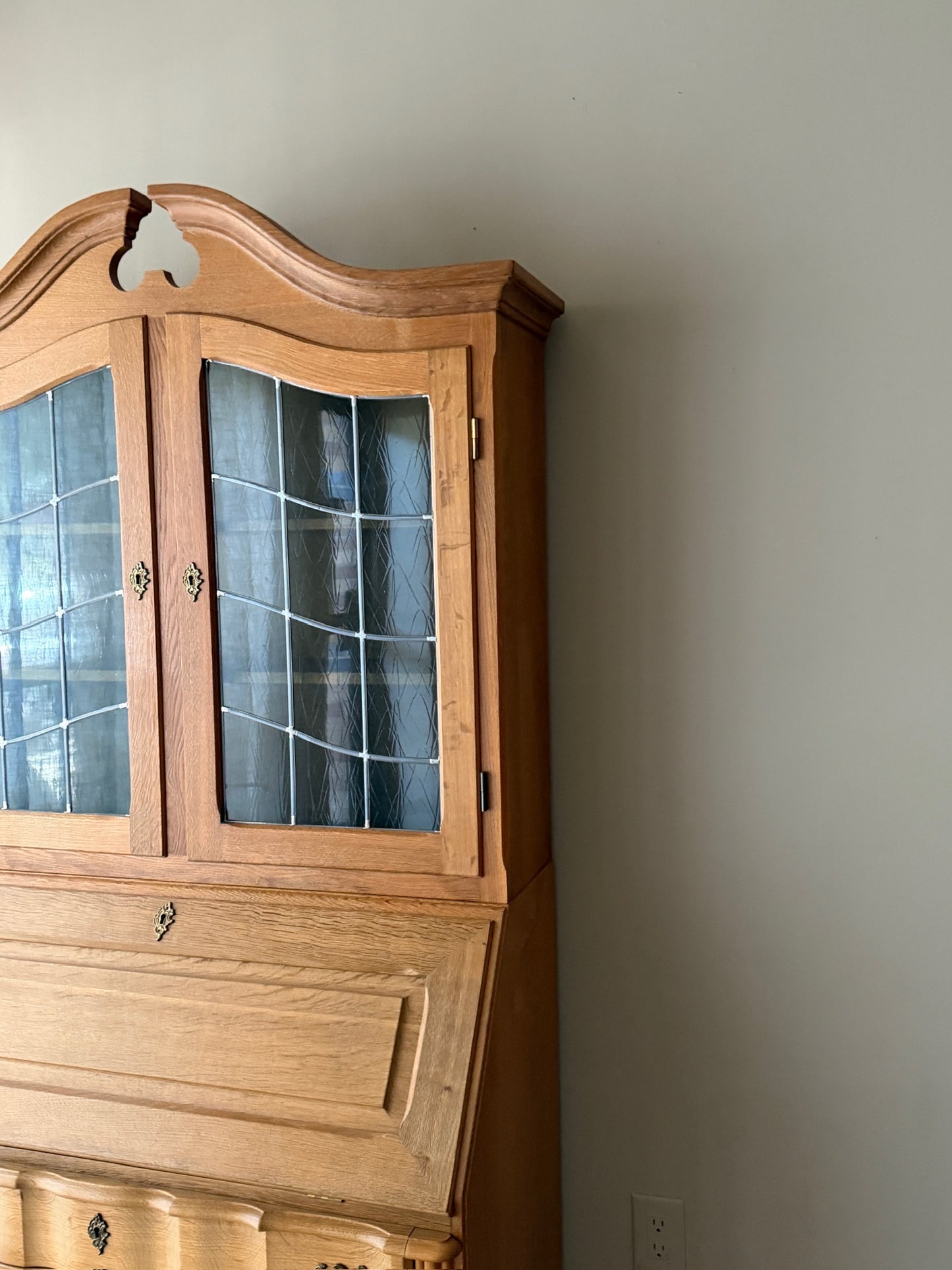 N. O. Andersen Danish two piece oak secretary cabinet
