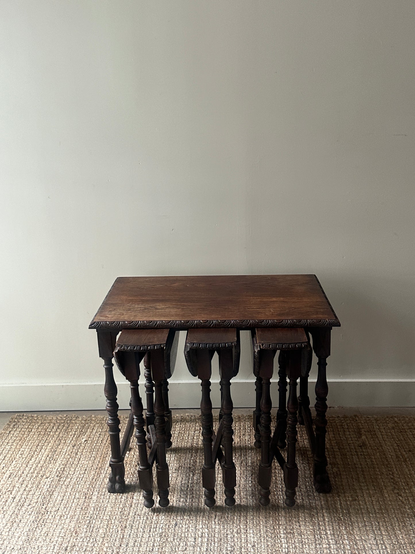 Jacobean carved oak nesting tables