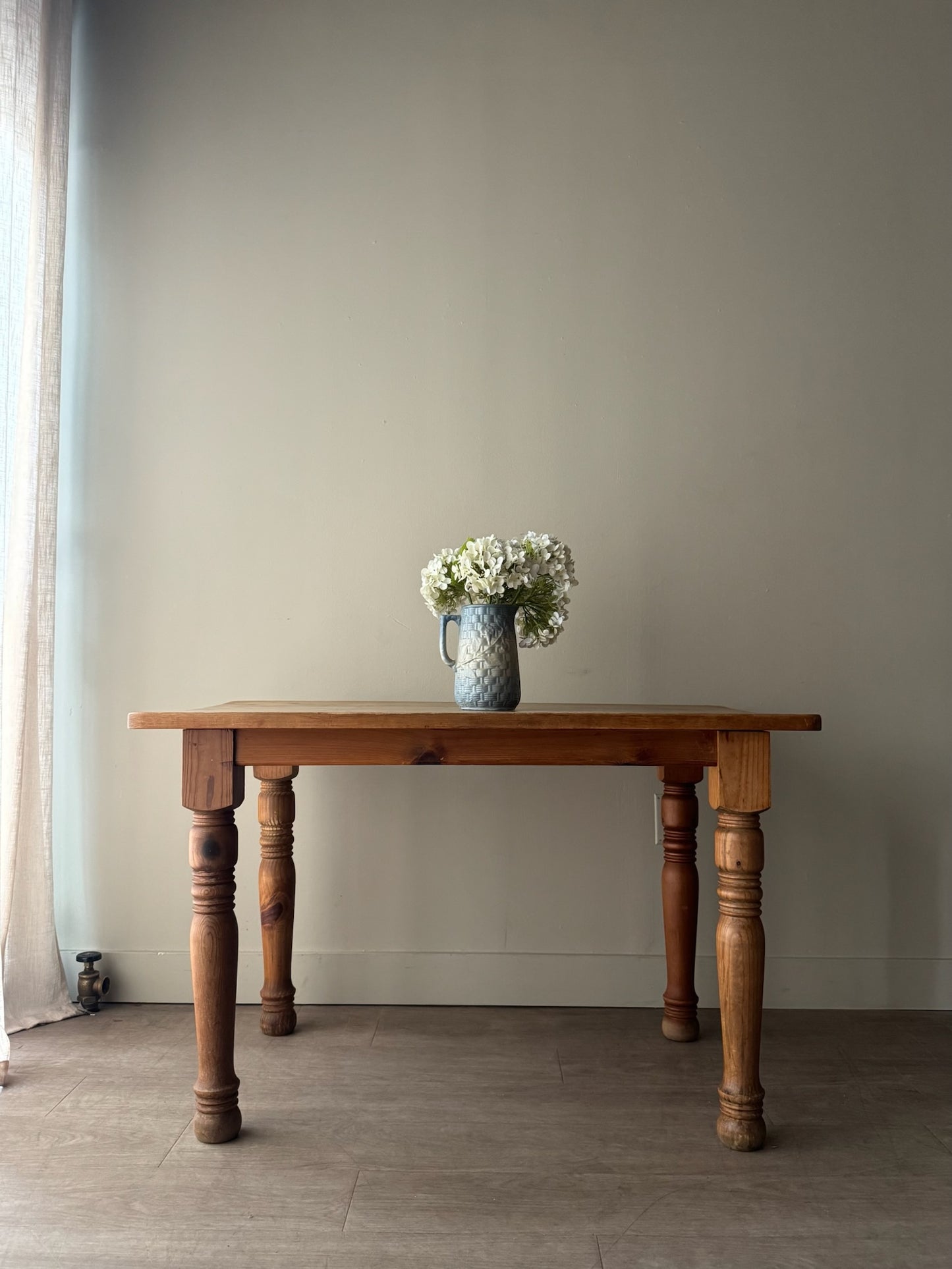 English waxed pine dining table