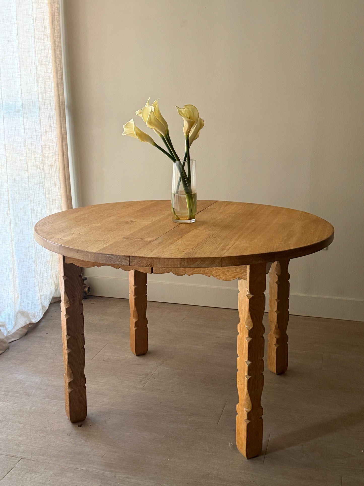 Danish oak dining table with extension