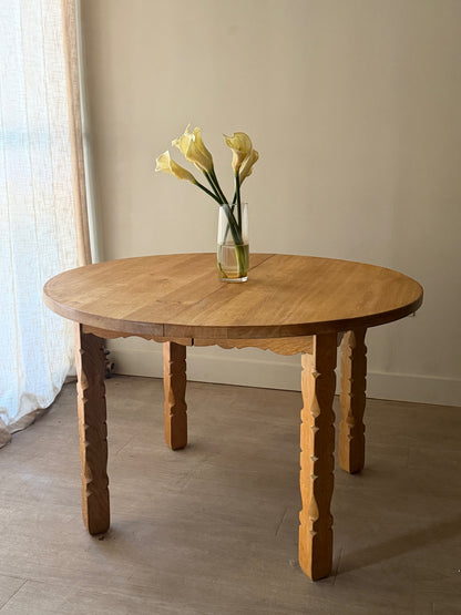 Danish oak dining table with extension