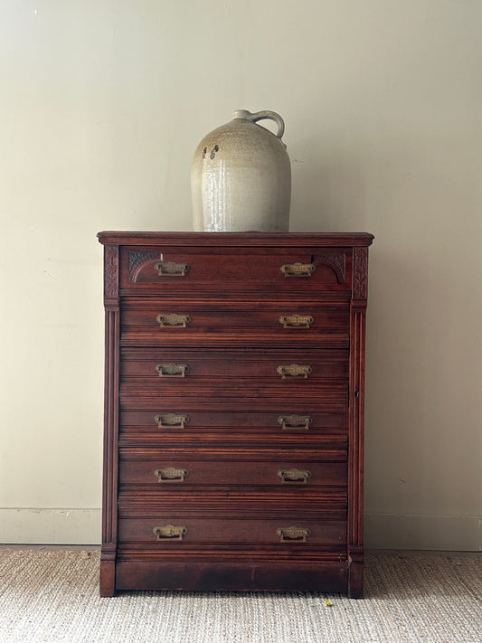 Side lock mixed wood dresser