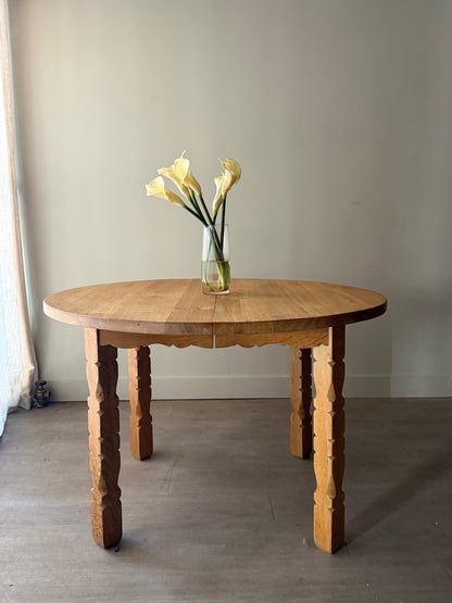 Danish oak dining table with extension