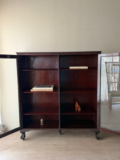 Mahogany claw foot display cabinet