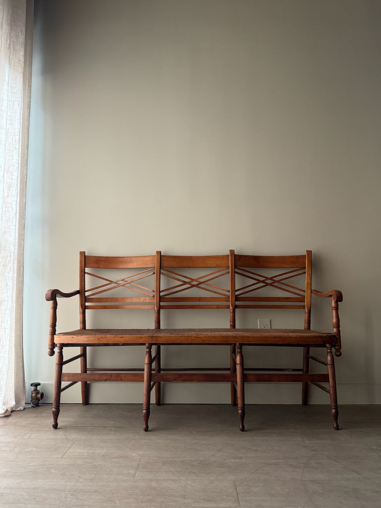 Maple rush seat bench
