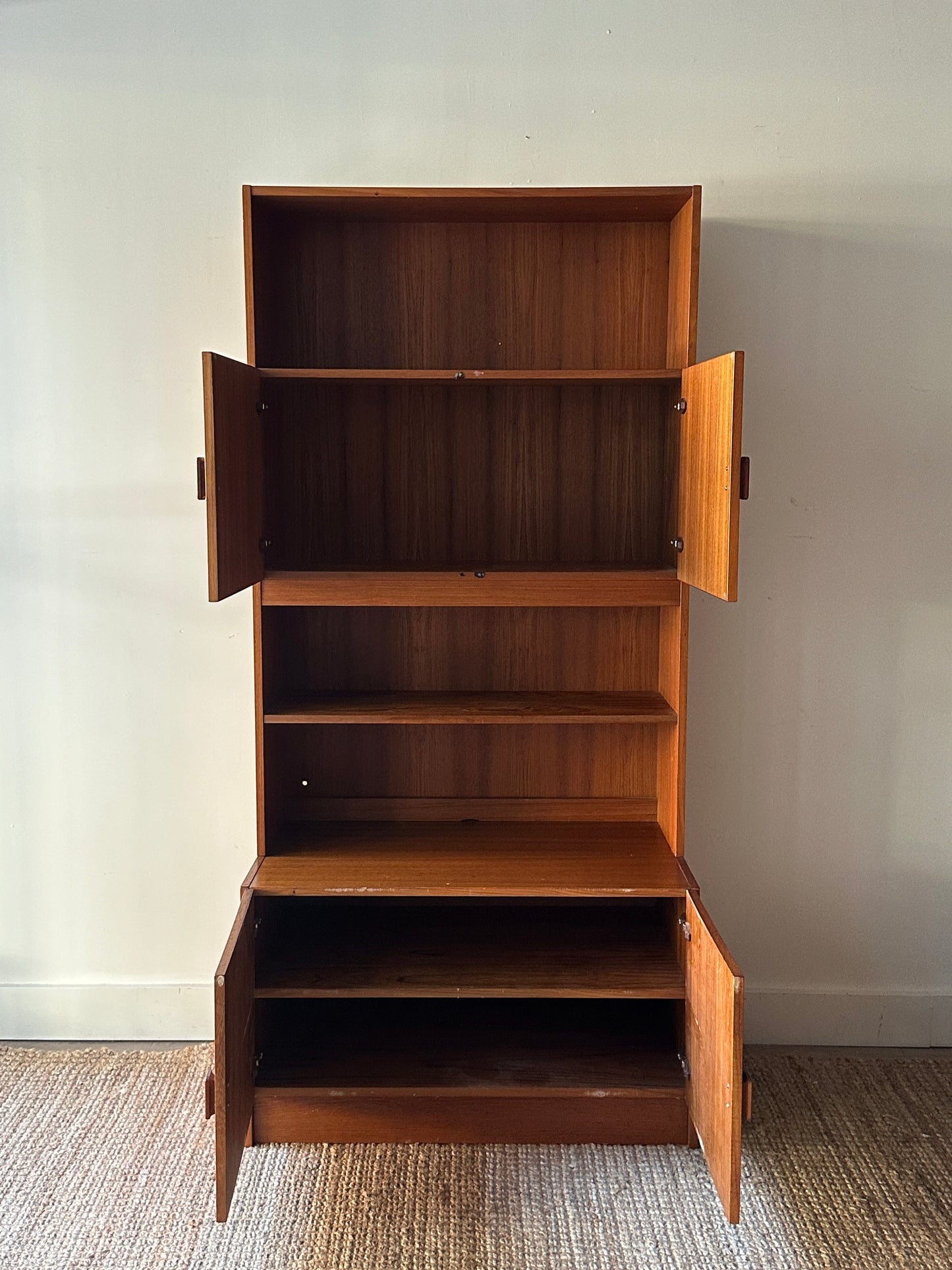 Danish two piece teak hutch