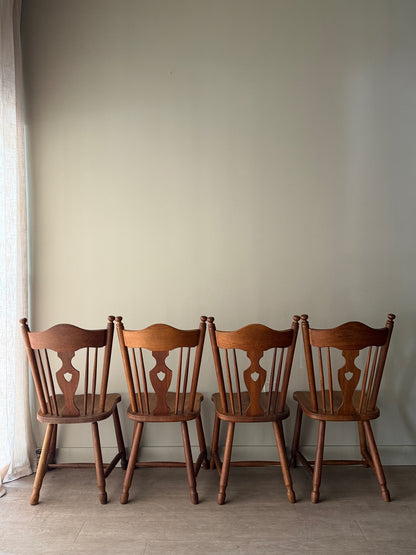 Scandinavian oak dining chairs. Sold as a set of 4.