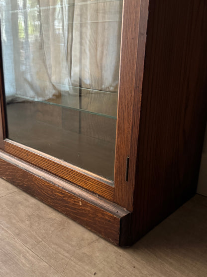 Golden oak display cabinet