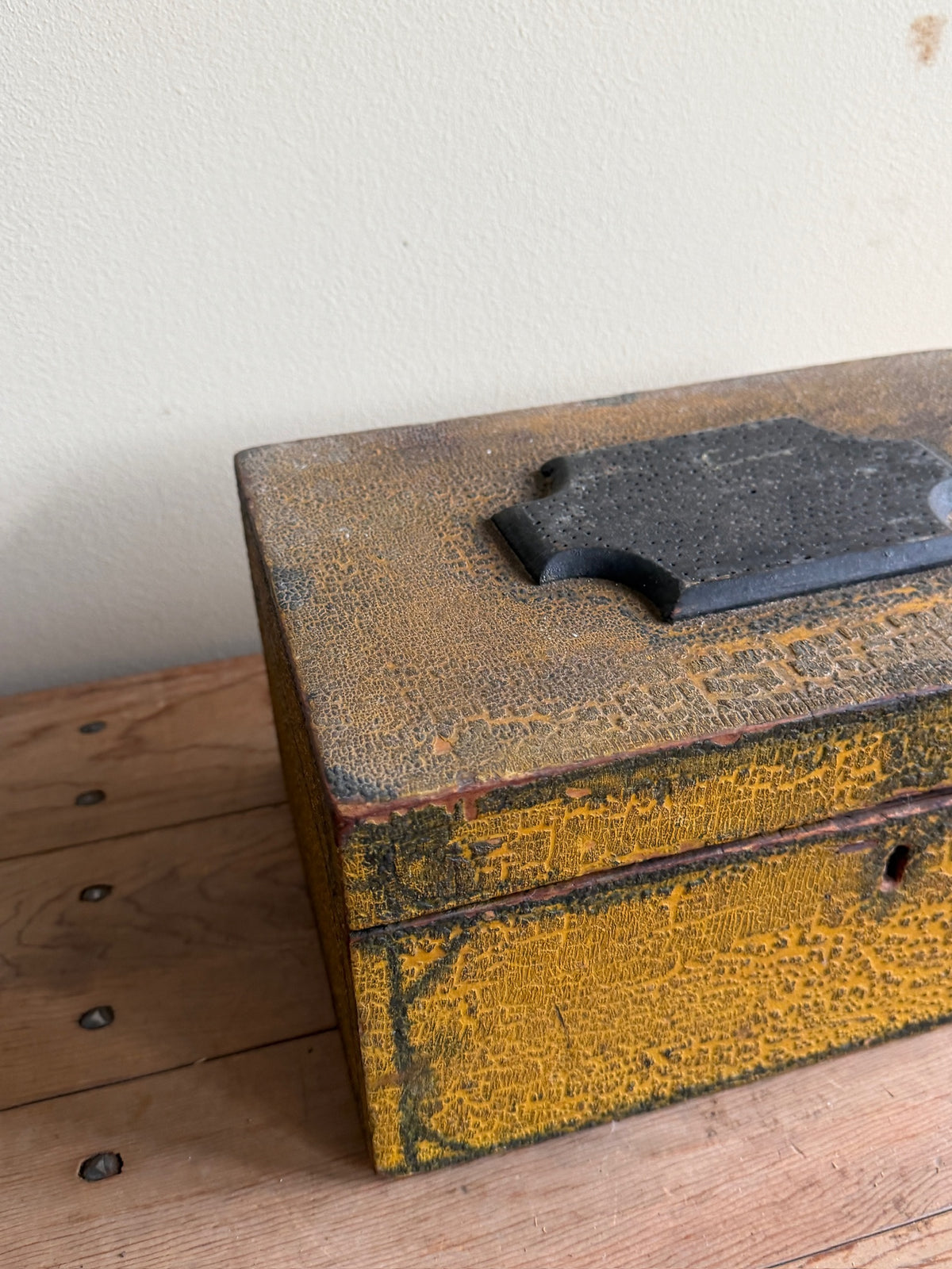 Yellow painted pine box