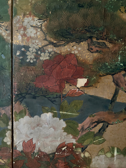 Large Japanese painted screen