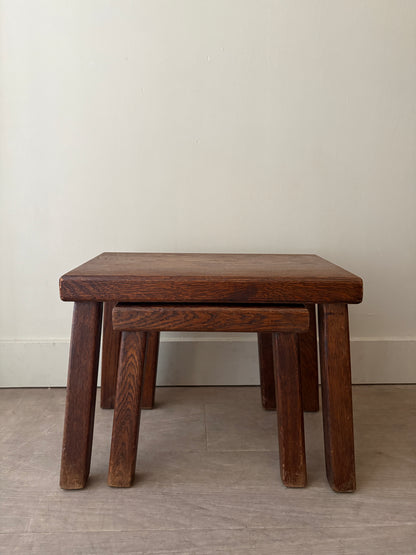 Belgian Brutalist oak nesting tables