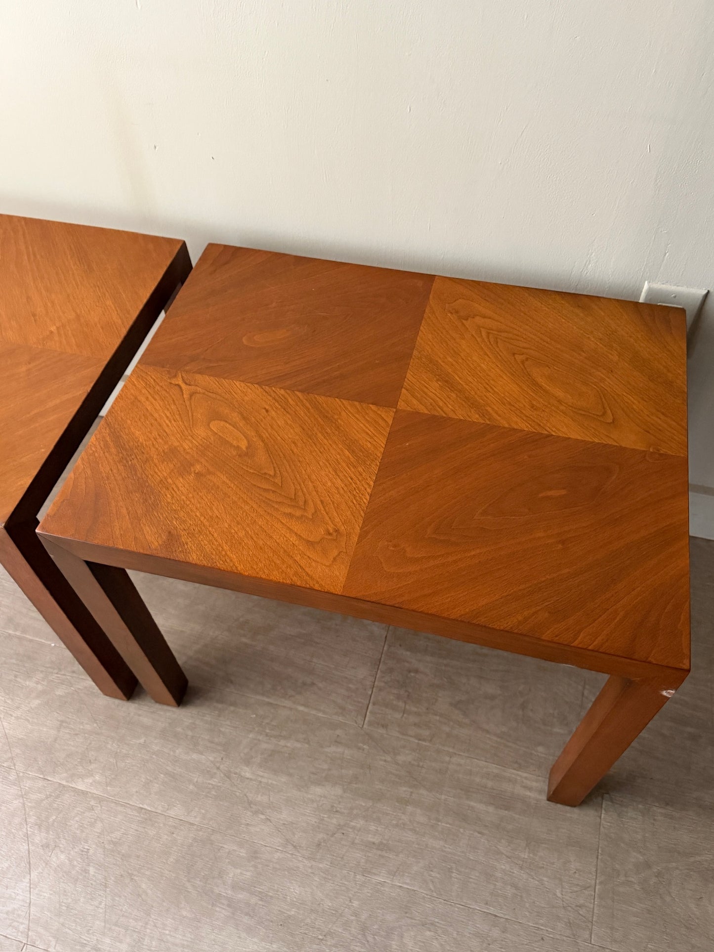 Lane walnut side tables. Sold individually.