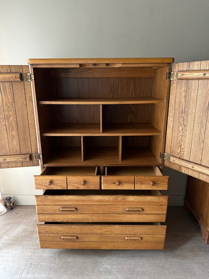 Broyhill oak linen press