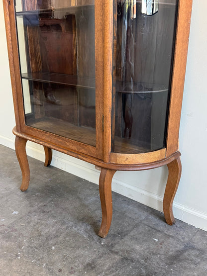 Golden oak display cabinet