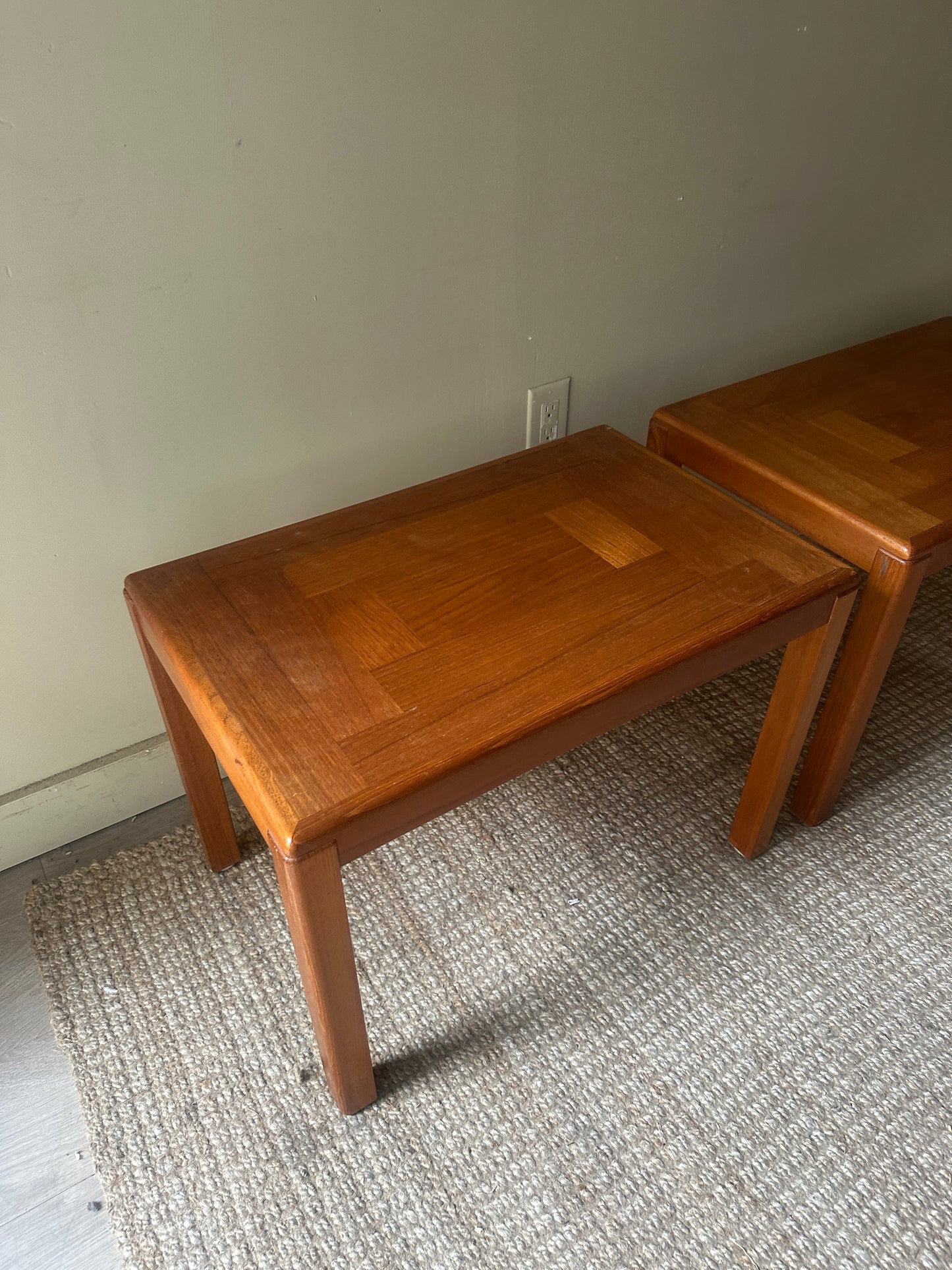 Danish teak side tables. Sold individually.