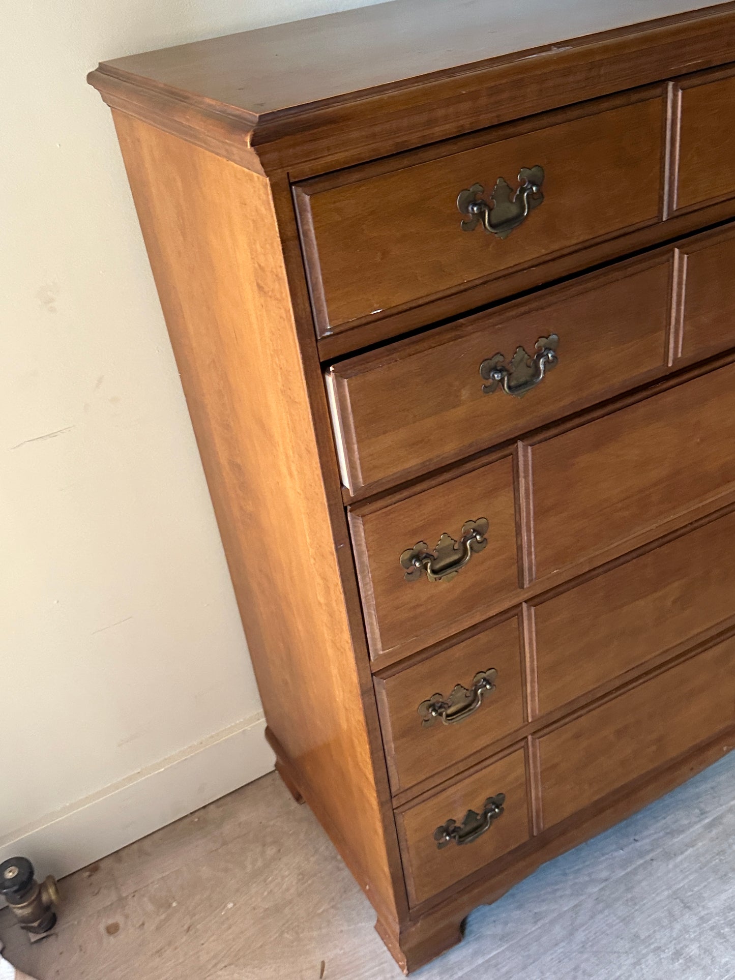 Cherry dresser with brass handles