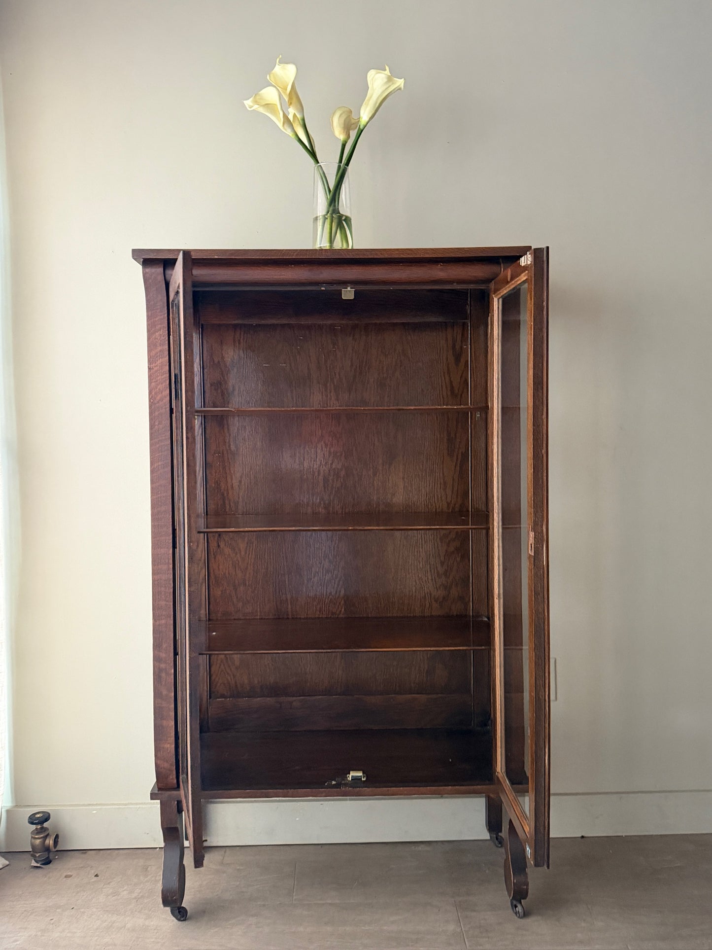 Oak display cabinet
