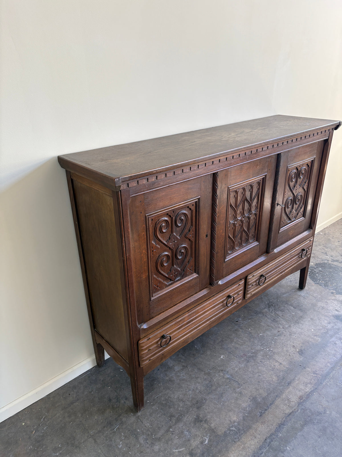 Carved oak sideboard