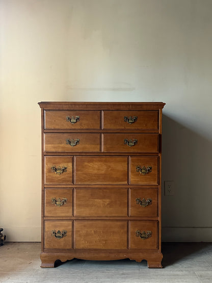 Cherry dresser with brass handles